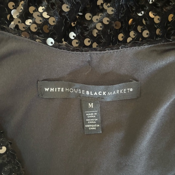 White House Black Market Black Sequin Open Back Holiday Party Dress Size M - Picture 2 of 8